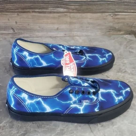 New Vans Authentic Lightning Bolt Blue Skate Sneakers Festival Casual Shoes