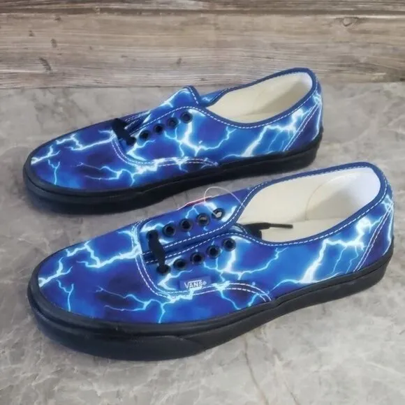 New Vans Authentic Lightning Bolt Blue Skate Sneakers Festival Casual Shoes