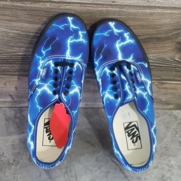 New Vans Authentic Lightning Bolt Blue Skate Sneakers Festival Casual Shoes