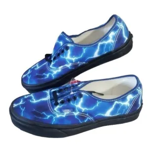New Vans Authentic Lightning Bolt Blue Skate Sneakers Festival Casual Shoes