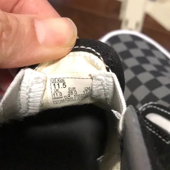 New Vans Kids Checkered Slip-On Shoes - Black and Gray Checkerboard
