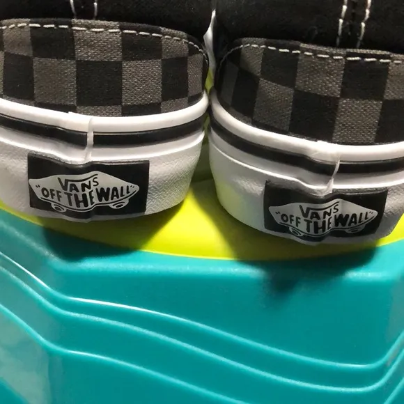 New Vans Kids Checkered Slip-On Shoes - Black and Gray Checkerboard