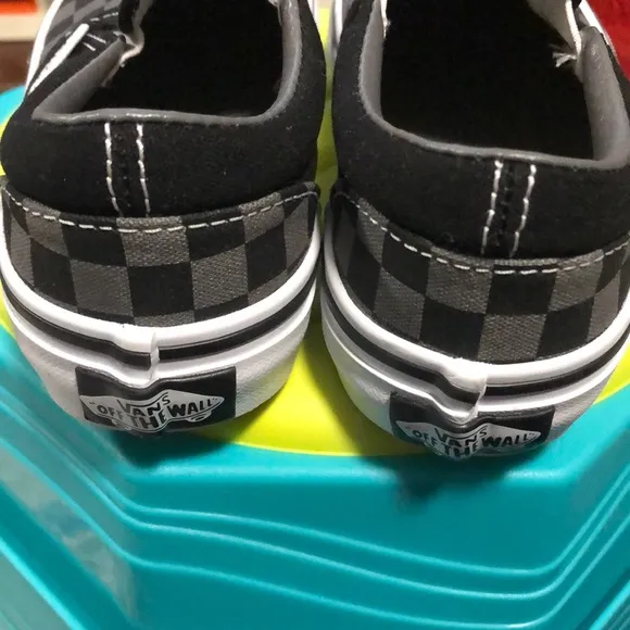 New Vans Kids Checkered Slip-On Shoes - Black and Gray Checkerboard