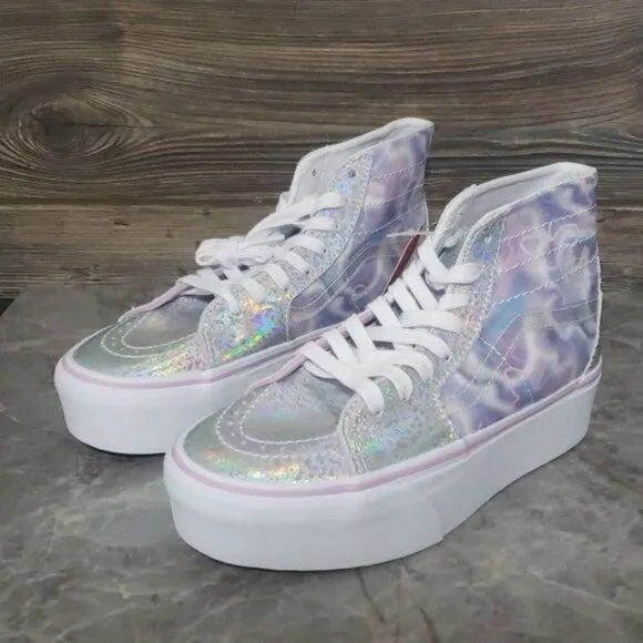 New Vans Sk8 Hi Tapered Platform Butterfly Dreams Purple Metallic Silver Shoes