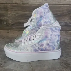New Vans Sk8 Hi Tapered Platform Butterfly Dreams Purple Metallic Silver Shoes