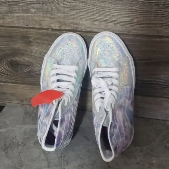 New Vans Sk8 Hi Tapered Platform Butterfly Dreams Purple Metallic Silver Shoes