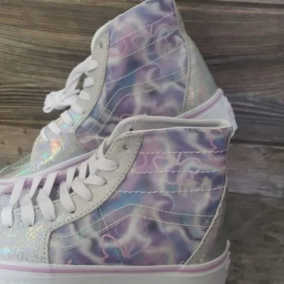 New Vans Sk8 Hi Tapered Platform Butterfly Dreams Purple Metallic Silver Shoes