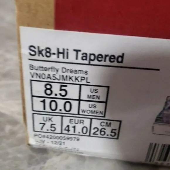 New Vans Sk8 Hi Tapered Platform Butterfly Dreams Purple Metallic Silver Shoes