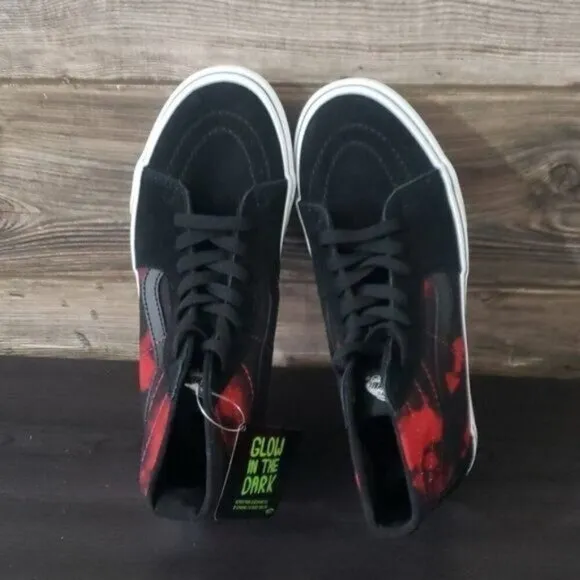 New Vans Sk8hi Stackform High Top Platforms Black Red Shoes Glow in the Dark