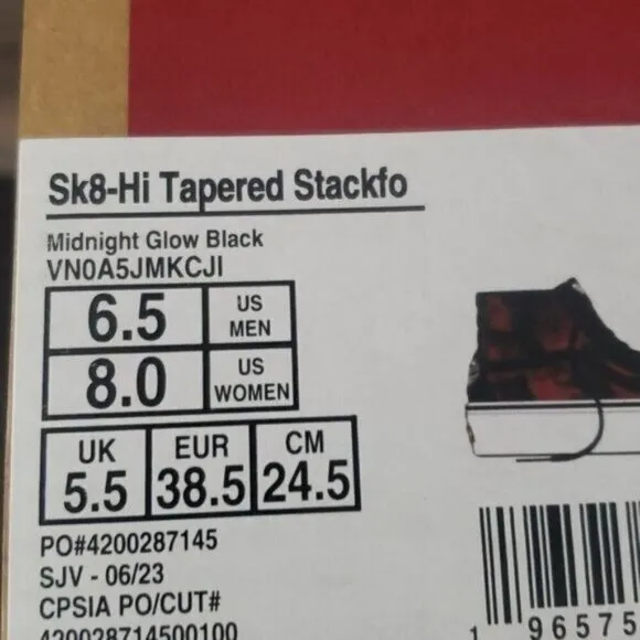 New Vans Sk8hi Stackform High Top Platforms Black Red Shoes Glow in the Dark