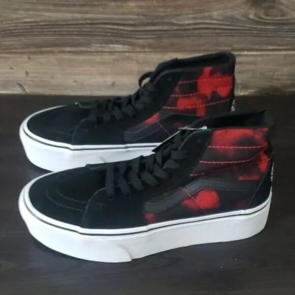 New Vans Sk8hi Stackform High Top Platforms Black Red Shoes Glow in the Dark