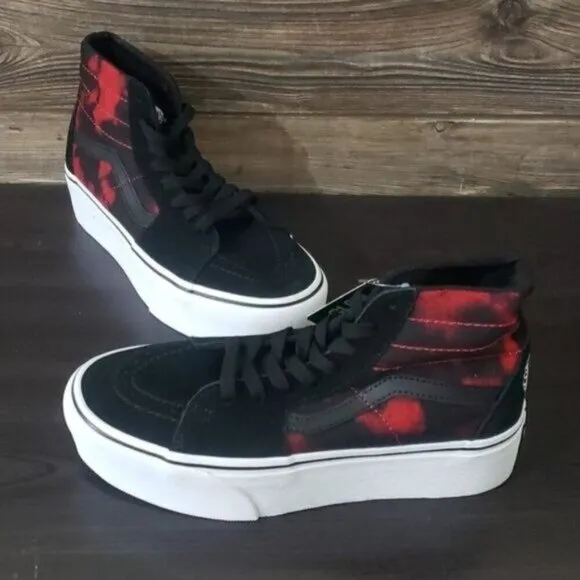New Vans Sk8hi Stackform High Top Platforms Black Red Shoes Glow in the Dark