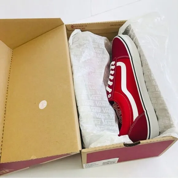 New! Vans Ward Off The Wall Sidewalk Red Lace Up Skater Shoes