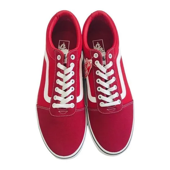 New! Vans Ward Off The Wall Sidewalk Red Lace Up Skater Shoes