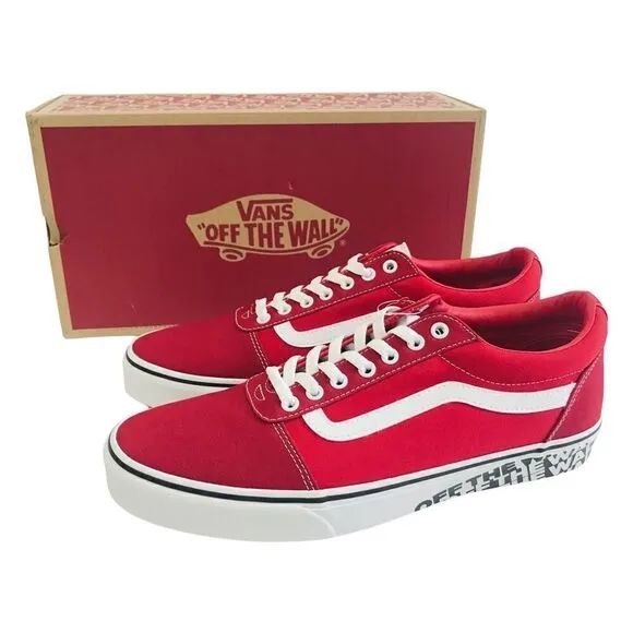 New! Vans Ward Off The Wall Sidewalk Red Lace Up Skater Shoes