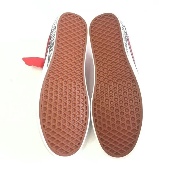 New! Vans Ward Off The Wall Sidewalk Red Lace Up Skater Shoes