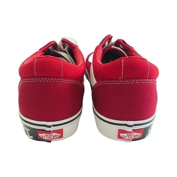 New! Vans Ward Off The Wall Sidewalk Red Lace Up Skater Shoes