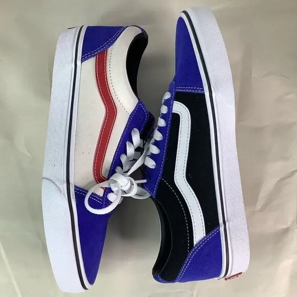 New! VANS WARD SKATE SHOES Rally Suede Blu/Wt/Blk Lace Tie Low Top Men Sz 8.5