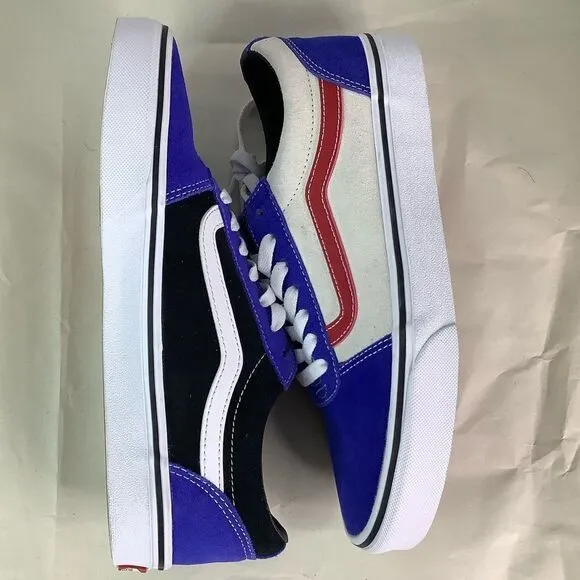 New! VANS WARD SKATE SHOES Rally Suede Blu/Wt/Blk Lace Tie Low Top Men Sz 8.5