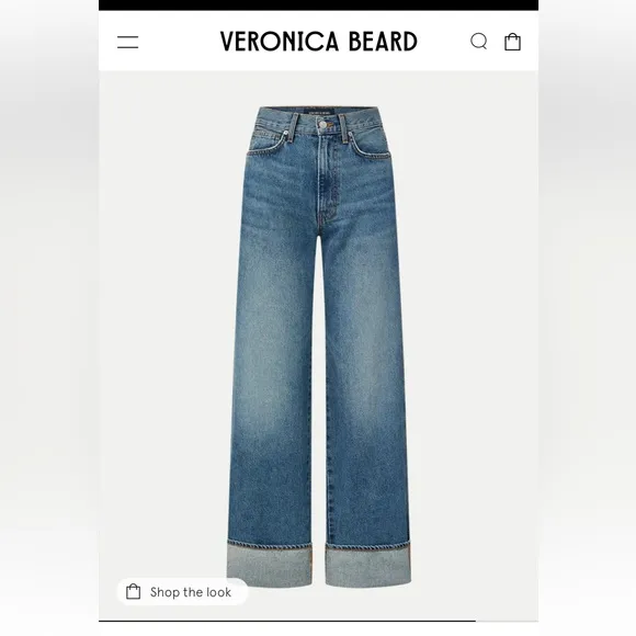NEW VERONICA BEARD taylor high rise wide leg jeans in rebel stone size 26 NWT