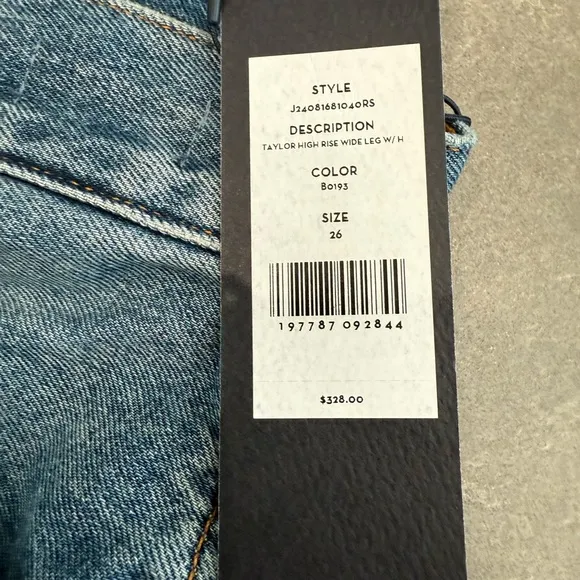NEW VERONICA BEARD taylor high rise wide leg jeans in rebel stone size 26 NWT