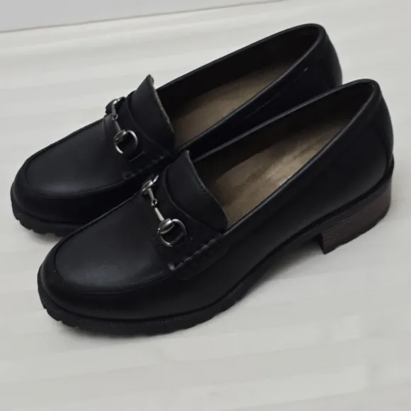 New Women's Eastland Gwen Heeled Loafers Black 11 Preppy Slip On Loafer Shoes