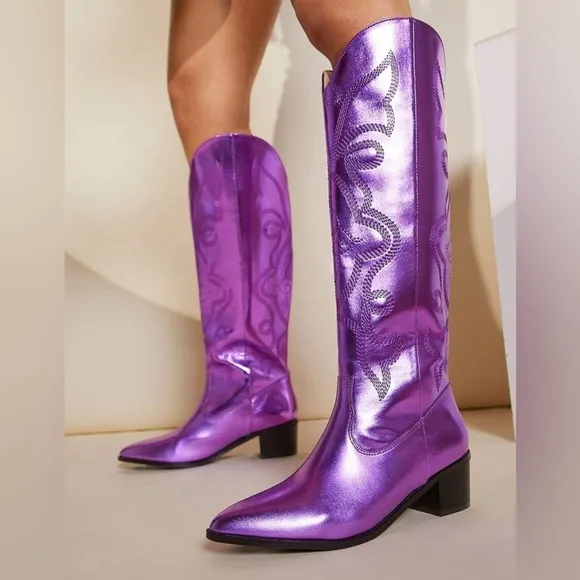 💙NEWMetallic Cowboy Cowgirl Western Boots