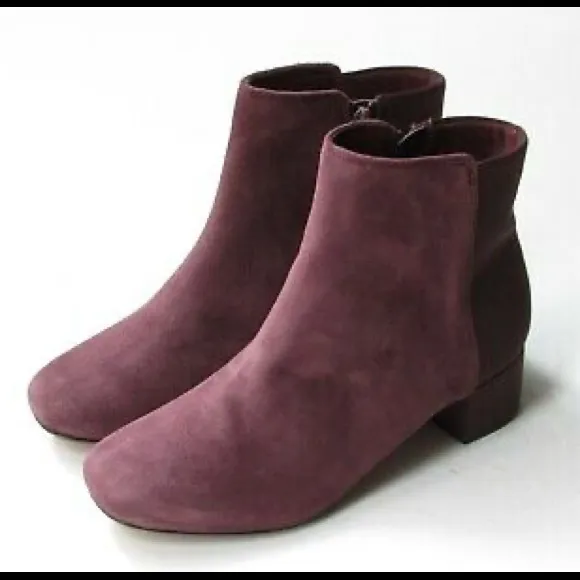 NIB Clarks Chartli Valley Burgundy Suede Ankle Boots Booties