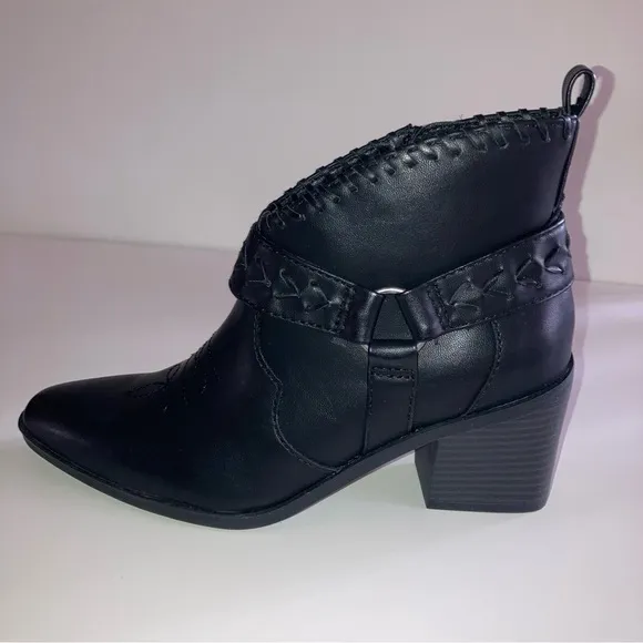 NIB Frye and Co Black Palma Western Cowboy Heel Booties Spring Designer Boots 6
