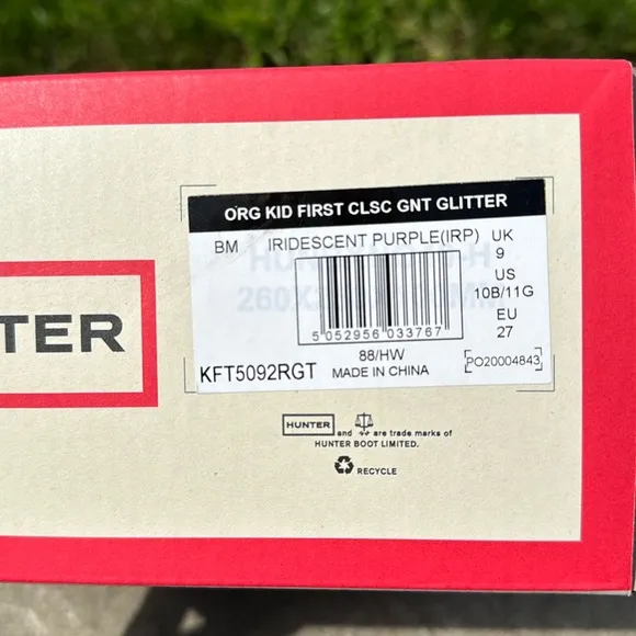 NIB Hunter Kids' Original First Classic Giant Glitter Rain Boot