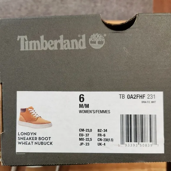 NIB Timberland Women's Londyn Sneaker Boot Wheat Nubuck Size 6