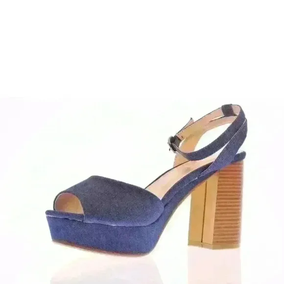 NIB Truffle Collection Women's Blue Billie Jean Platform 2 Part Sandal Sz 6.5 US