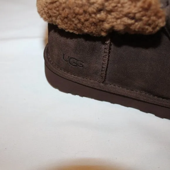 NIB UGG WOMEN'S FUNKARRA ZIP FRONT SHEARLING‎ CUFF SUEDE ANKLE BOOTS
