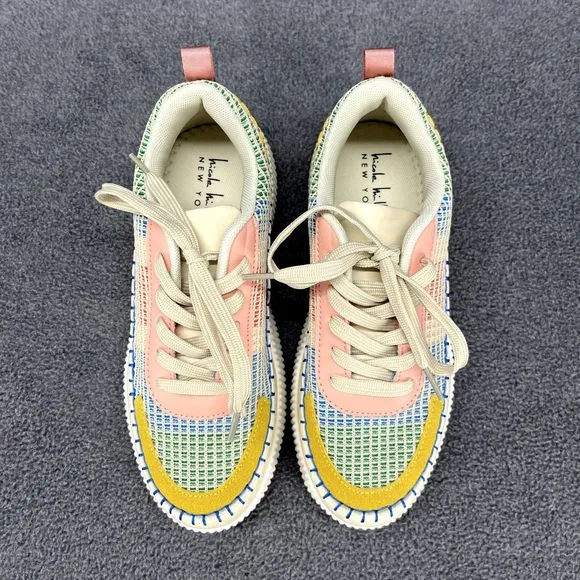 Nicole Miller Shoes Womens 7 Beige Brita Mixed Woven sneaker