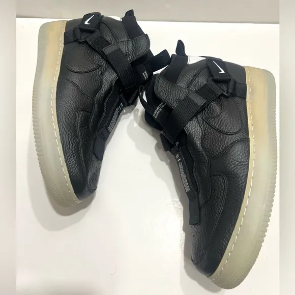 Nike Air Force 1 Men’s SZ.12 Mid Utility Black Leather Shoes New