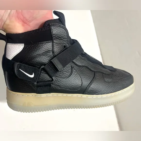 Nike Air Force 1 Men’s SZ.12 Mid Utility Black Leather Shoes New