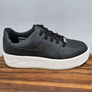 Nike Air Force 1 Sage Low Shoes Women's 8.5 Black Leather Platform Sneakers