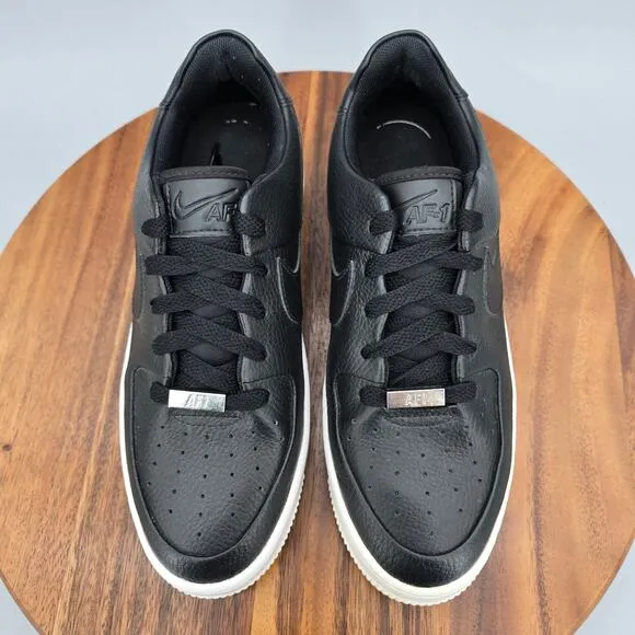 Nike Air Force 1 Sage Low Shoes Women's 8.5 Black Leather Platform Sneakers
