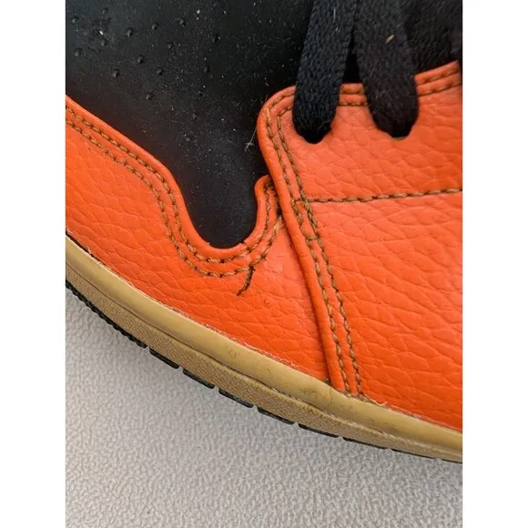 Nike Air Jordan 1 Mid Black Cone 2018 Mens Size 10 554724-062 Orange Sneakers