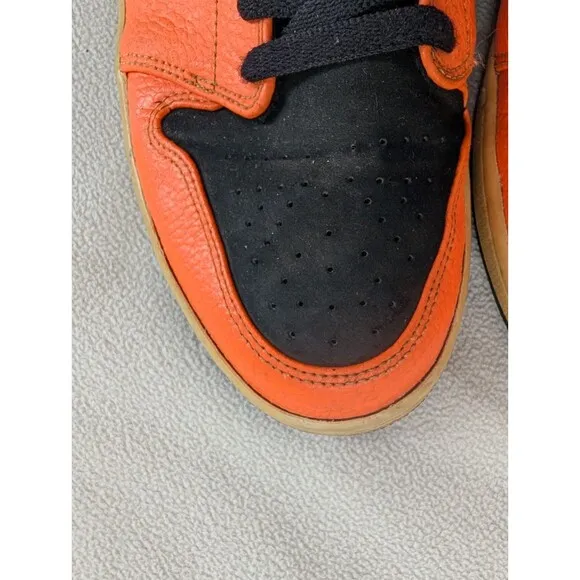 Nike Air Jordan 1 Mid Black Cone 2018 Mens Size 10 554724-062 Orange Sneakers