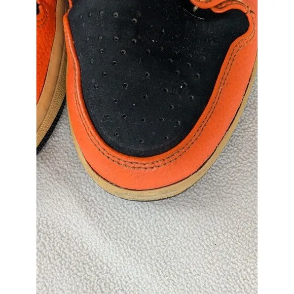 Nike Air Jordan 1 Mid Black Cone 2018 Mens Size 10 554724-062 Orange Sneakers