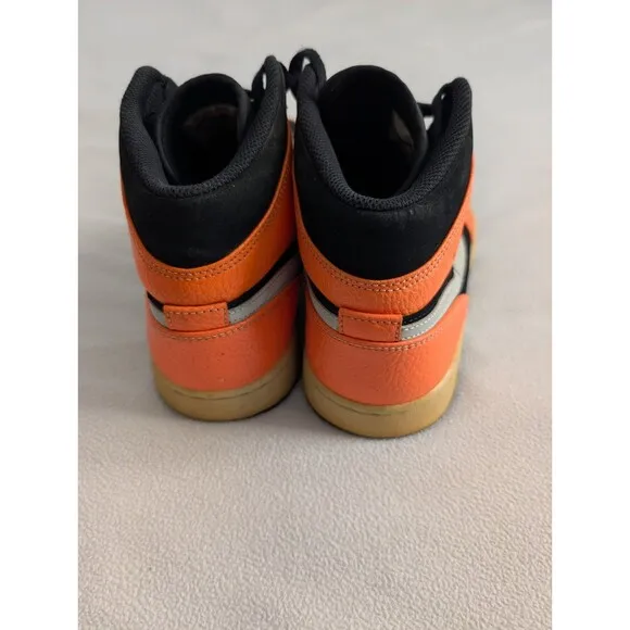 Nike Air Jordan 1 Mid Black Cone 2018 Mens Size 10 554724-062 Orange Sneakers