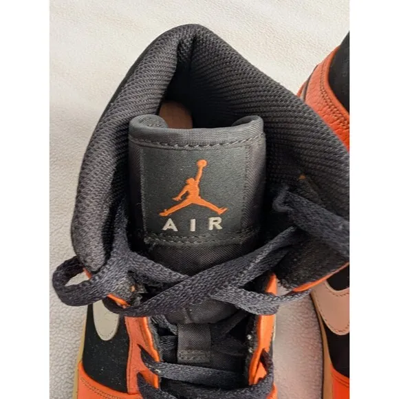 Nike Air Jordan 1 Mid Black Cone 2018 Mens Size 10 554724-062 Orange Sneakers