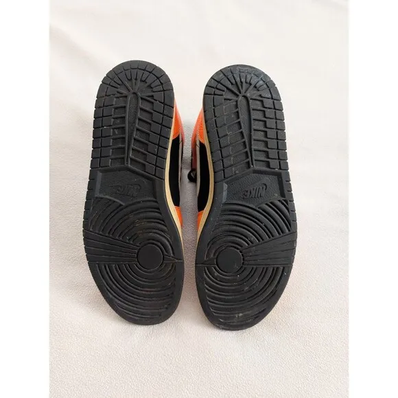 Nike Air Jordan 1 Mid Black Cone 2018 Mens Size 10 554724-062 Orange Sneakers