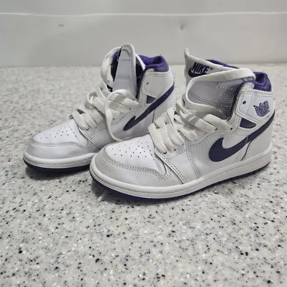 Nike Air Jordan 1 Retro GG Size 12C Shoes White Court Purple