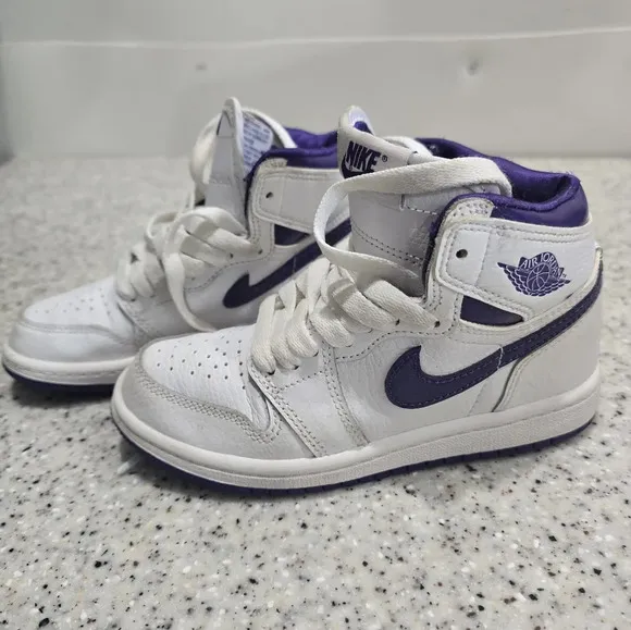 Nike Air Jordan 1 Retro GG Size 12C Shoes White Court Purple