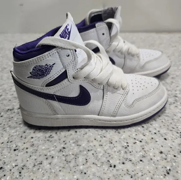 Nike Air Jordan 1 Retro GG Size 12C Shoes White Court Purple