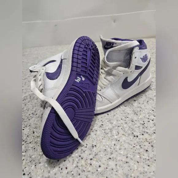 Nike Air Jordan 1 Retro GG Size 12C Shoes White Court Purple