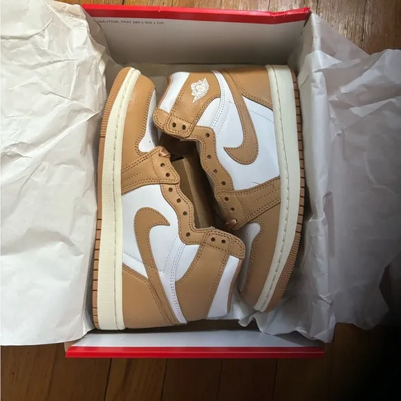 Nike Air Jordan 1 Retro Hi OG Shoes &quot;Praline&quot; White FN6622-201 Womens Si…