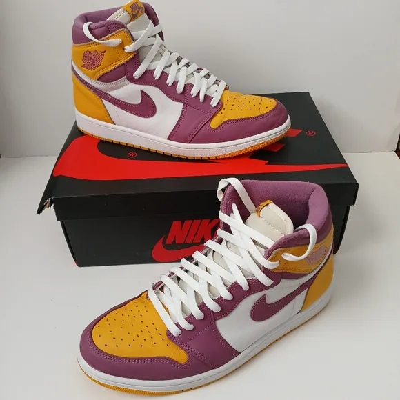 Nike Air Jordan 1 Retro High Og Purple and Yellow Sneakers Men's Size 10.5